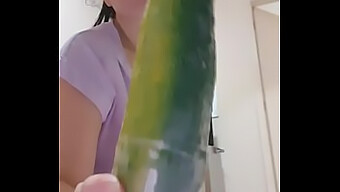 Latina'S Anal Pleasure With A Cucumber