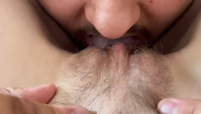 Intimate homemade video of licking and eating a girlfriend's shaved pussy