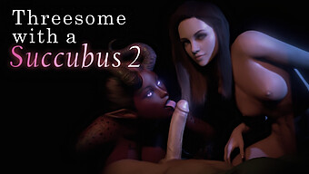 Een Succubus En Een Stel Hebben Een Seksuele Ontmoeting In 3d-Animatieformaat Met Drie Personen.