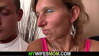 Stepson rides his mature mom's hairy pussy from behind